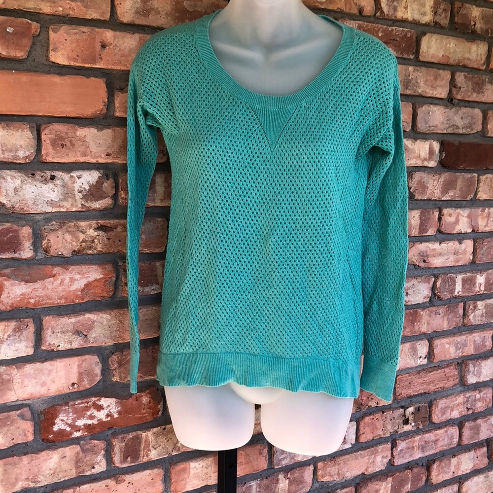 American Eagle Outfiters St. Patrick’s Day green fishnet sweater